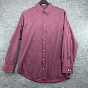 Mizzen+Main Leeward Dress Shirt Mens Large Classic Fit Burgundy Polka Dot
